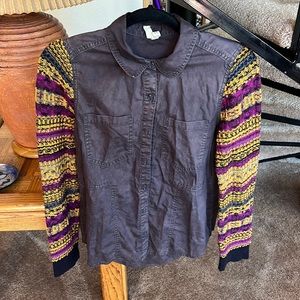 Free people button down with sweater sleeves